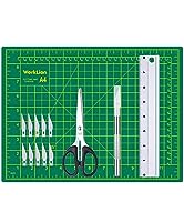 WORKLION Craft Knife and Mat Set: Precision Carving Utility Knive &amp;10 Pcs Replacement Blades &amp; Se...