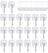 CARAINBO 20 Hooks-25 Removable Strips, Small Clear Wire Hooks Value Pack, Damage Free Hanging Wal...
