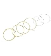 Pack of 6 Guitar Strings Replacement Steel String for Acoustic Guitar 4 Brass 2 Silver Set, Strin...