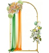 HECHN 7.2 ft Arch Backdrop Stand, Gold Metal Party Background Frame | Wedding, baby shower, birth...