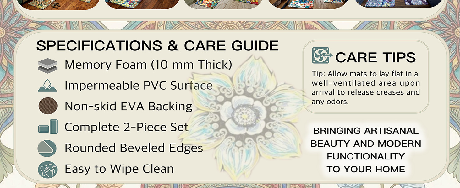 Specifications &amp; Care guide