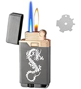 Torch Lighter, Dragon Style Dual Flame Lighter Switchable Soft/Jet Flame,Refillable Butane Lighte...