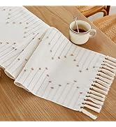 Wracra Boho Table Runner, Natural Cotton Woven Macrame Table Runners 72 Inches Long for Modern Fa...