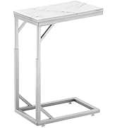 Joyofcife C-Shaped End Table, Small Sofa Table with Metal Frame, Adjustable Height Side Table for...