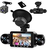 NHOPEEW Dash Cam Front and Rear Inside, 4 Channel Dash Cam 3" IPS Touchscreen Front and Back with...