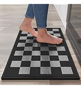 YDKGL Checkered Kitchen Mats for Floor Non Slip Washable, Super Absorbent Linen-Look Woven Kitche...