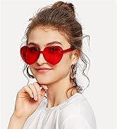 GIFIORE Heart Sunglasses for Women Cute Rimless Heart Shaped Sun Glasses Candy Color Shades