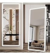 Antok LED Full Length Mirror, 71" x 28" Lighted Floor Standing LED Mirror Full Length,Hanging Mir...