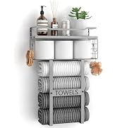 Towel Racks for Bathroom Wall Mounted - Bath Wall Towel Holder Set Above Toilet Storage, Rolled T...