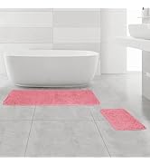Yeaban Bathroom Rugs Sets 2 Piece – Thick Chenille Bath Mats | Absorbent and Washable Bath Rug No...