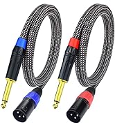Ihurllu Unbalanced 1/4" TS Mono to XLR Male Microphone Cable, 6.6Feet 6.35mm Quarter inch to XLR ...