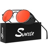 Retro Round Polarized Steampunk Sunglasses Men Women Side Shield Goggles Gothic S92-ADVANCED POLA...