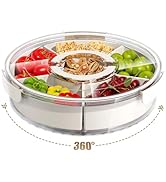 Divided Serving Tray with Lid and Handle,Large Snack Spinner,Snackle Box Container, Multi-Purpose...