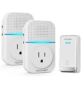 TECKNET Wireless Doorbell, Self-Powered Doorbell, 0-110db Plug-through Wireless Doorbell Ringer f...
