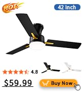 LANMEL 52 Inch Ceiling Fans with Lights, App&amp;amp;amp;Remote Control, Low Profile Modern Ceiling Fan,