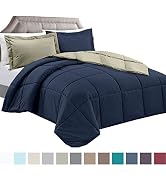 Clara Clark Vand_comftr_q_Navy/sage Goose Down Alternative Reversible Comforter Set Includes 2 Pi...