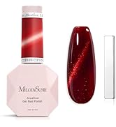 MelodySusie Jeweliver Cat Eye Gel Nail Polish, 0.5 Fl Oz Burgundy Red Glitter Holographic Magneti...