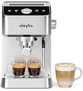olayks. Espresso Machine 20 Bar, Brush Stainless Steel Espresso Maker with Milk Frother Steam Wan...