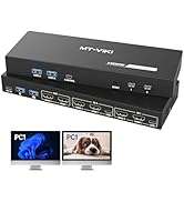 MT-VIKI HDMI KVM Switch 2 Monitors 2 Computers 4K@60Hz, USB3.0 HDMI KVM Switch Dual Monitor with ...