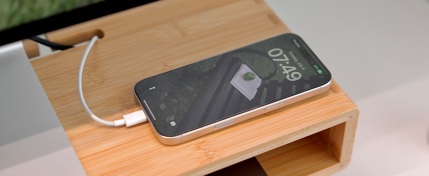 ROCDEER Bamboo Monitor Stand Riser with Drawer