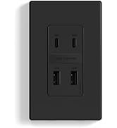 ELEGRP USB Wall Outlet, 42W Fast Charge & Power Delivery 4-Ports USB Charger, Wall Outlet with 4 ...