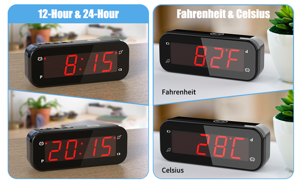 Alarm Clock for Bedroom Thermometer