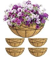 4 Pack 14 Inch Window Boxes Planters Railing Planter Box with Coco Liners Deck Railing Planter Bo...