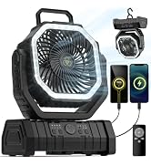 VOSFEEL Camping Fan - 20000mAh Battery Powered Fan Rechargeable with LED Lantern - Portable Outdo...