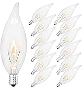 Brightever 12-Pack Vintage Incandescent Light Bulbs 40W, Dimmable 2500K Warm White Clear Flame Ti...