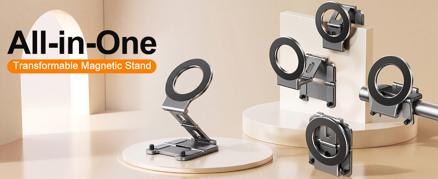 HIYJEN Dual Magnetic Phone Holder, Mount Stand for MagSafe for Wall &amp;amp; Desk