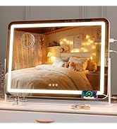 Hasipu Vanity Mirror with Lights, 27.6" x 19.7" LED Makeup Mirror, Light up Mirror with 10X Magni...