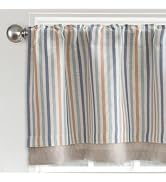 jinchan Stripe Linen Kitchen Valance Curtain, 50x18, 1 Panel, Multi Coastal | Light filtering, ro...