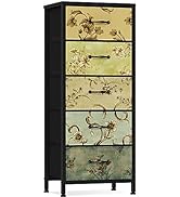 Furnulem Vertical Dresser for Bedroom, Tall Skinny Storage Tower with 5 Fabric Drawers, Chest of ...