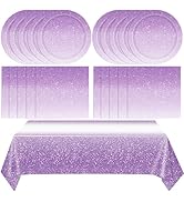 41Pcs Ombre Purple Party Decorations Birthday Party Tableware Set Gradient Pastel Purple Paper Pl...