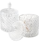 2 Pack Qtip Holder Thick Glass Apothecary Jars with Lid for Bathroom Decor, Clear Cotton Ball Sto...