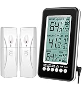 (Upgraded Version) AMIR Refrigerator Thermometer, Wireless Digital Freezer Thermometer with 2 Sen...