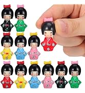 ABOOFAN 12pcs Japanese Kimono Dolls Traditional Kokeshi Dolls Ornaments Small Collectible Figurin...