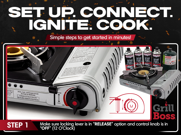 Grill Boss Dual Fuel Portable Stove, Dual Fuel Butane &amp; Propane Stoves