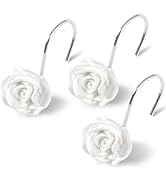 Litabel Rose Shower Curtain Hooks 12PCS,Rose Home Decorative Shower Curtain Hooks Metal Rustproof...