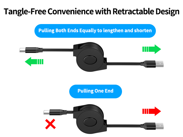 Retractable USB-A to USB C Carplay Cable