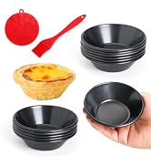 12 pcs Egg Tart Molds, Quyimy 3" Mini Tart Pans, Non-Stick Carbon Steel Mini Tart Panw/Oil &amp; Dish...