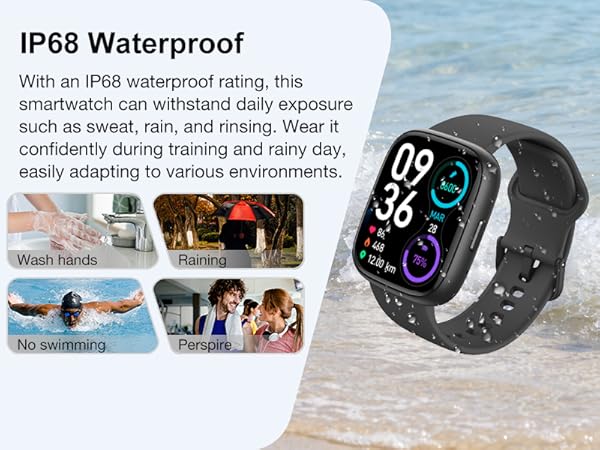 Smartwatches with Sleep Monitor Heart Rate Activity Tracking, IP68 Waterproof