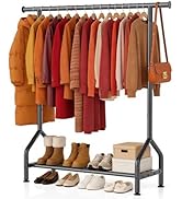 EAGMAK Sturdy Clothing Racks for Hanging Clothes – Metal Clothes Rack with Shelf, Portable Garmen...
