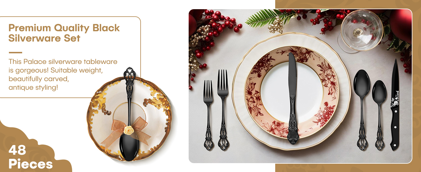 black silverware set