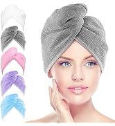 AIDEA Microfiber Hair Towel Wrap, 5 Pack Hair Turbans, Super Absorbent Quick Dry Hair Towel Wrap ...