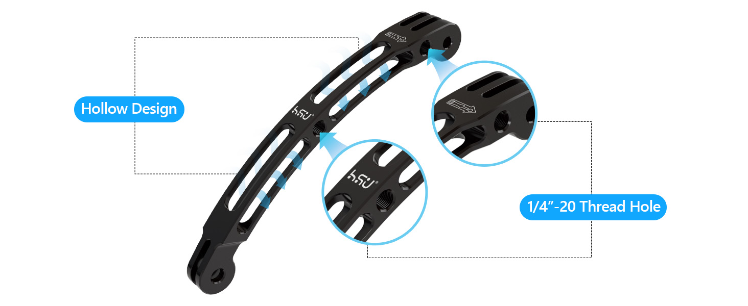 GoPro Aluminum Alloy Curved Extension Arm (5.3”) Metal Pole Mount