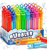 32 Pcs 8 Colors Neon Bubbles Party Favors For Kids, Mini Star Bubble Wand Bulk In Gift Box as Goo...