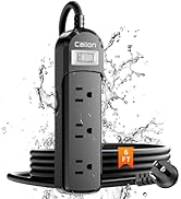 VNJ Outdoor Power Strip with 3AC Outlets, IPX6 Waterproof Surge Protector, Safety Lock Design and...