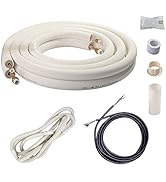 Wostore 16 Ft. Line Set 1/4&amp;3/8 Inch 3/8" PE for Mini Split Air Conditioner Insulated Coil Copper...