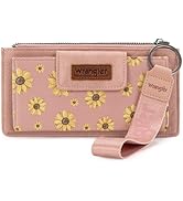X Wrangler Sunflower Pink Wallet for Women Rfid Blocking Wristlet Wallets Ladies Bifold Clutch Wa...